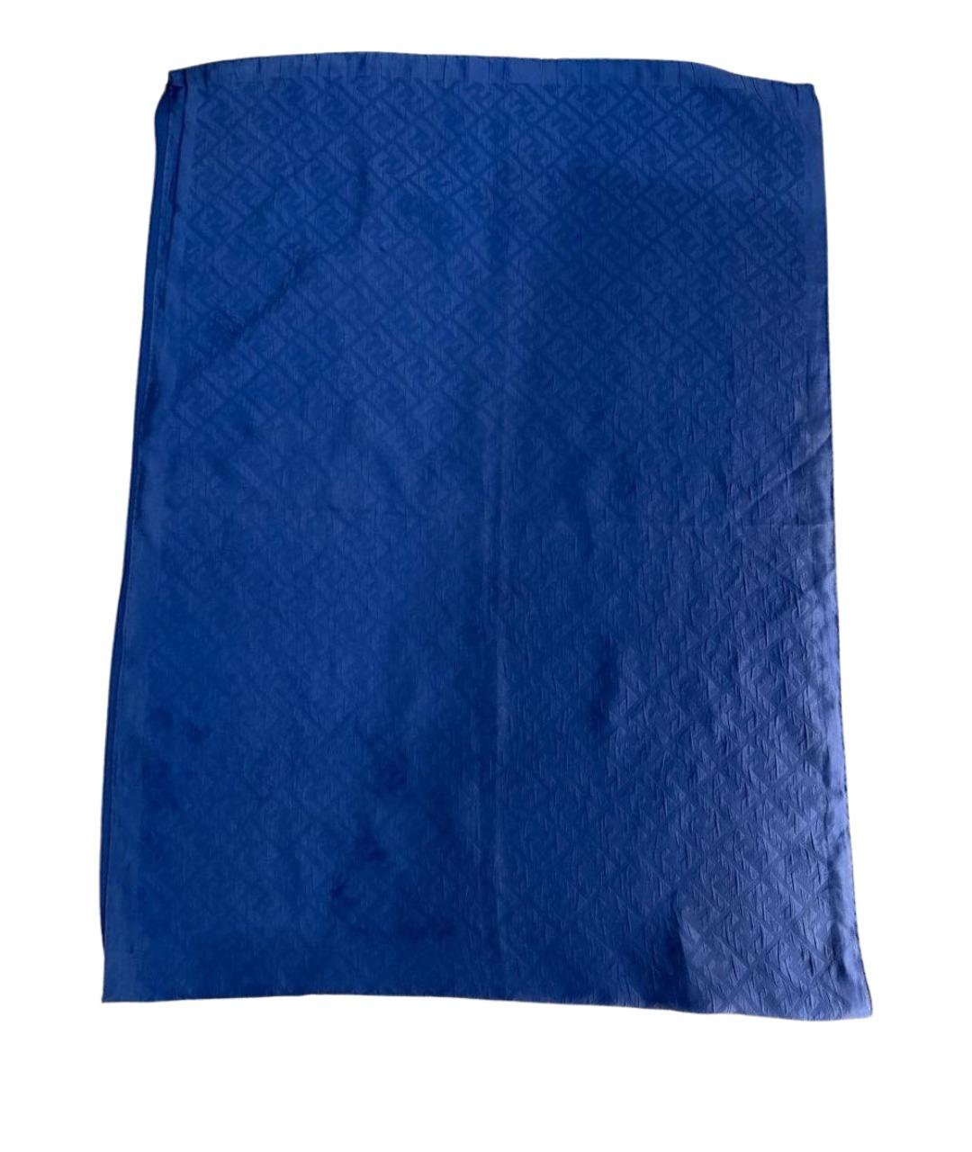 FENDI Темно-синий шерстяной шарф, фото 1