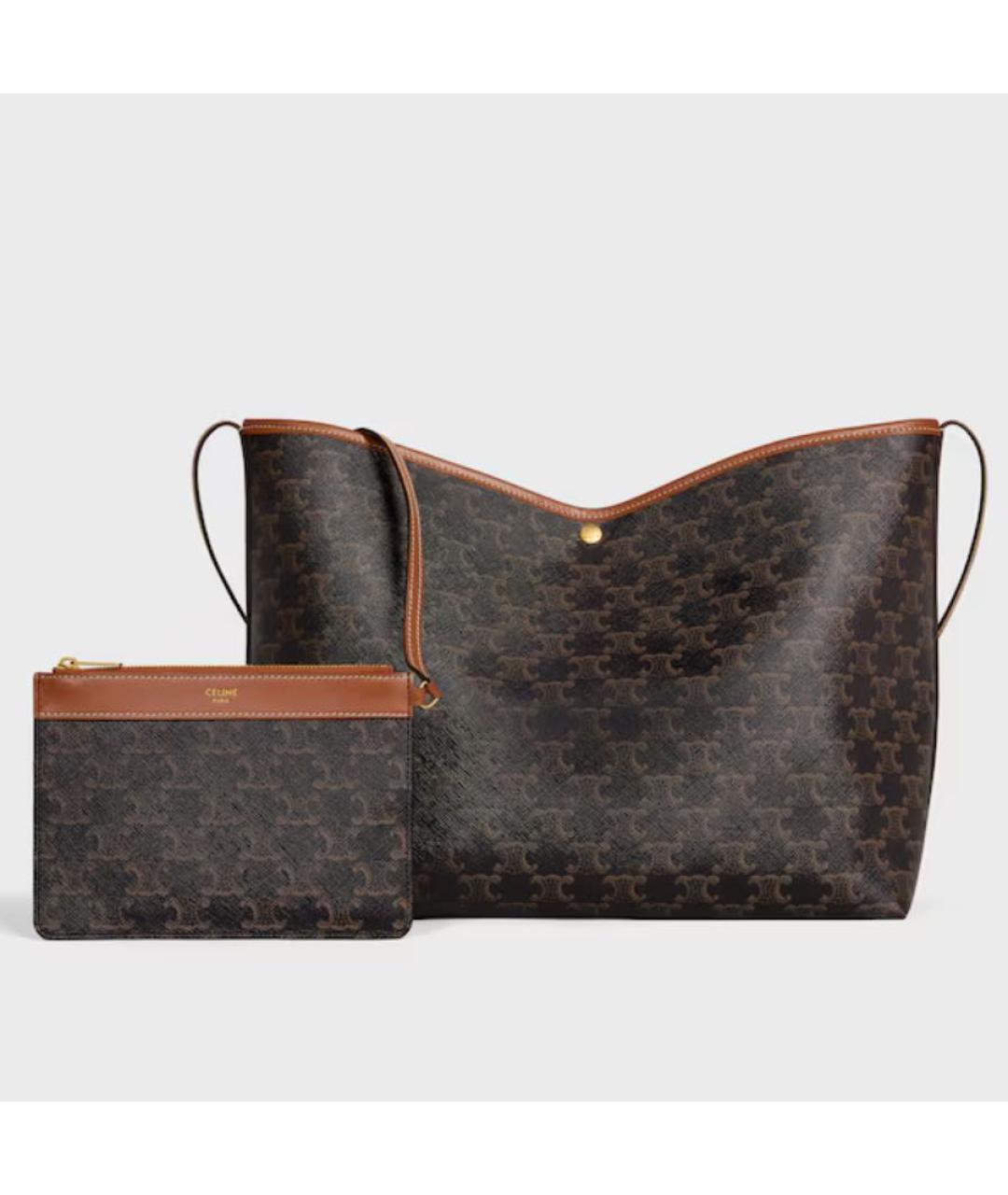 CELINE Коричневая кожаная сумка через плечо, фото 3