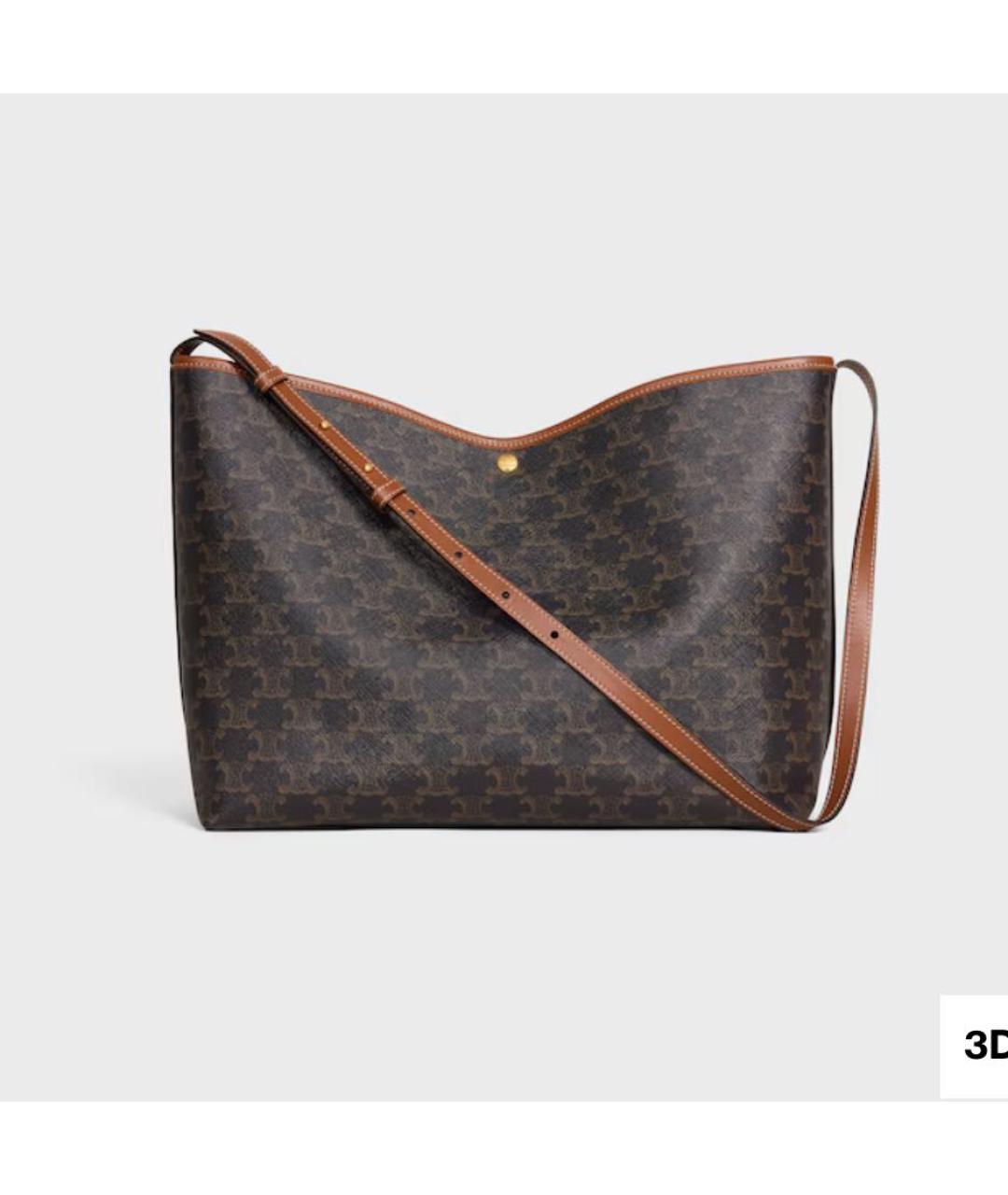 CELINE Коричневая кожаная сумка через плечо, фото 1