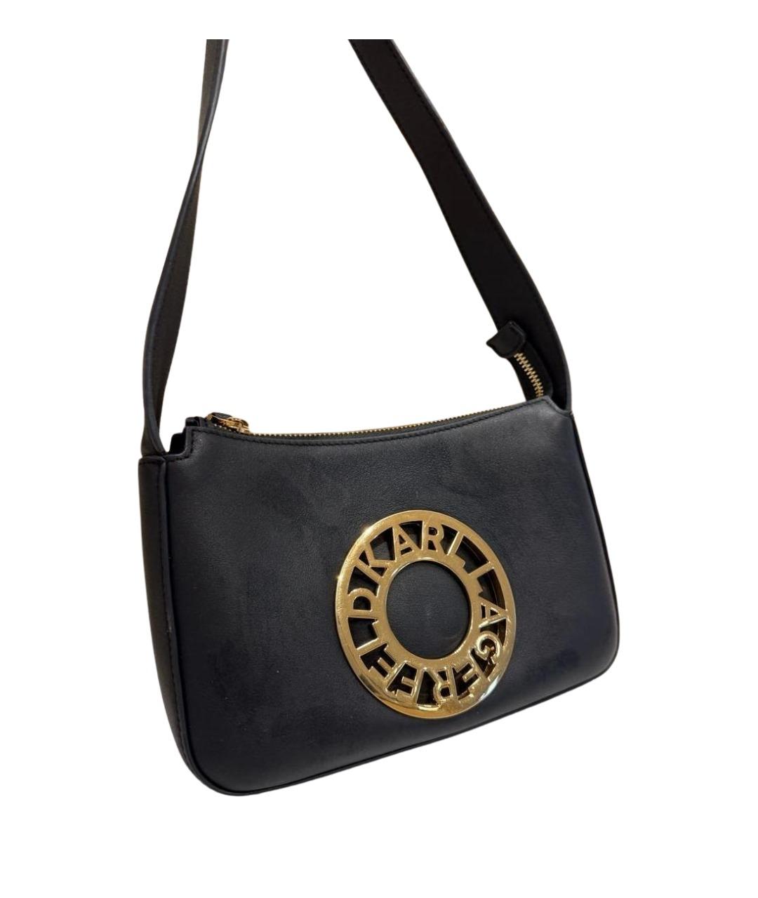 KARL LAGERFELD Черная кожаная сумка через плечо, фото 1