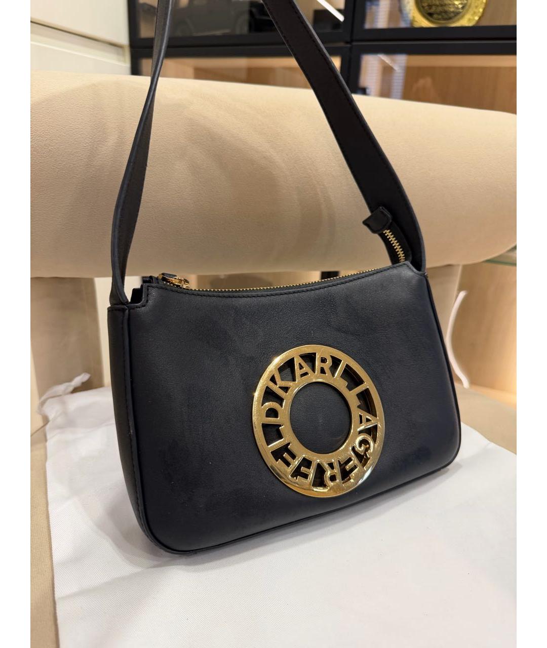 KARL LAGERFELD Черная кожаная сумка через плечо, фото 9