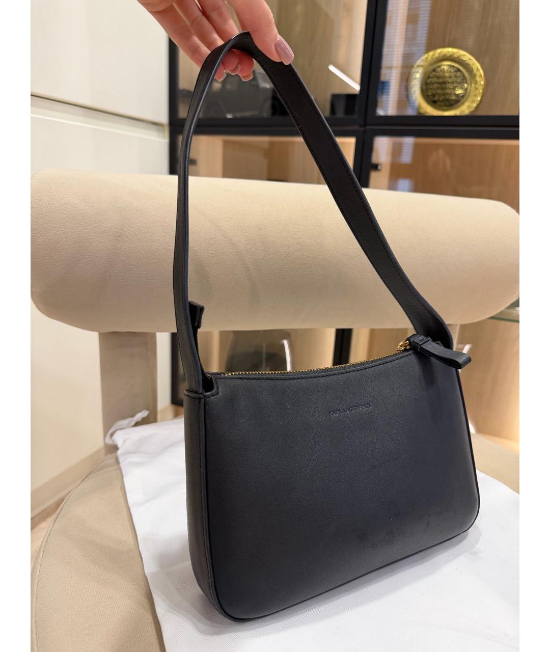 KARL LAGERFELD Черная кожаная сумка через плечо, фото 7