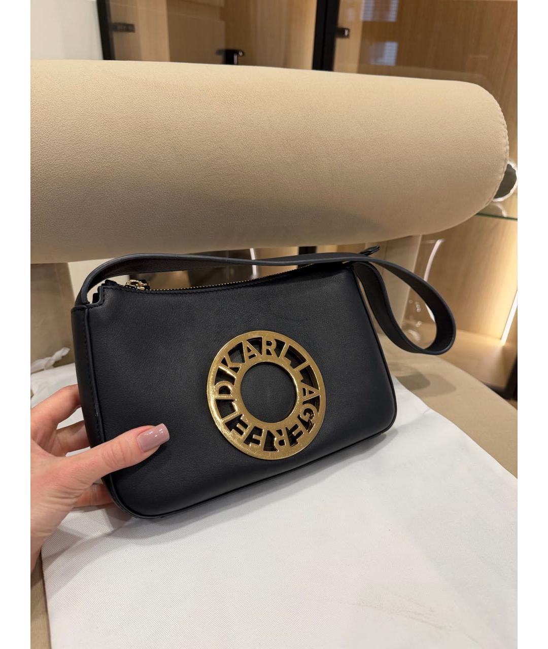 KARL LAGERFELD Черная кожаная сумка через плечо, фото 8