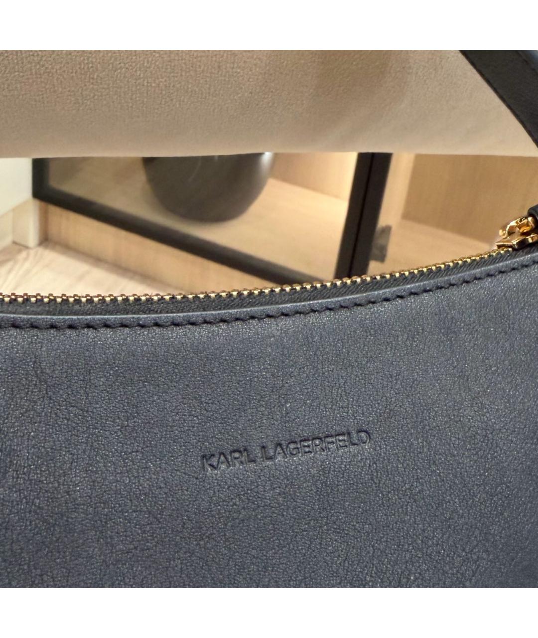 KARL LAGERFELD Черная кожаная сумка через плечо, фото 6