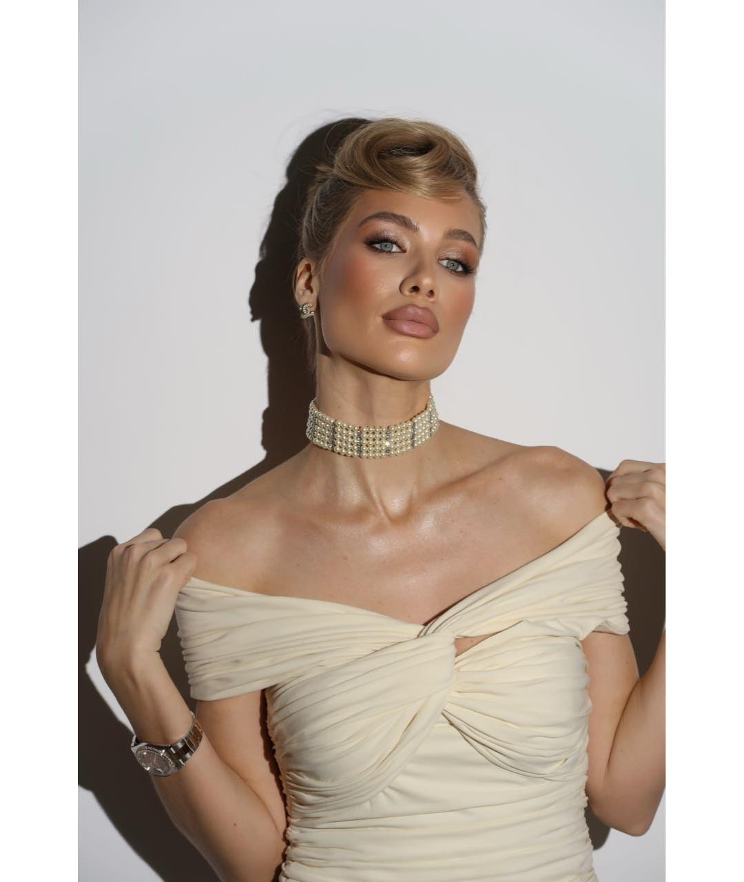 KHAITE Бежевое хлопко-эластановое вечернее платье, фото 5