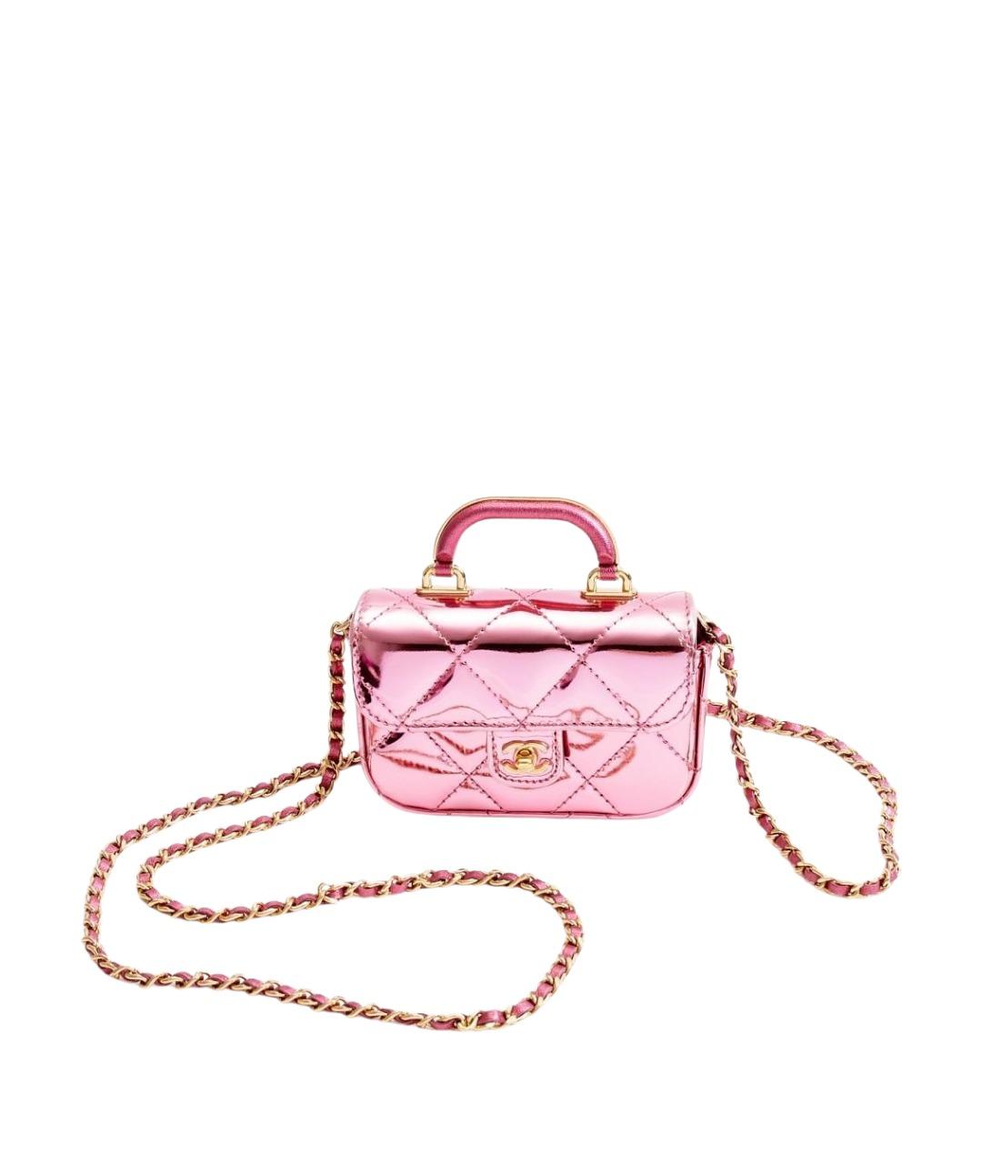 CHANEL Розовая кожаная сумка через плечо, фото 10