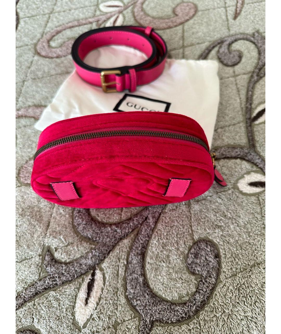 GUCCI Фуксия бархатная поясная сумка, фото 2