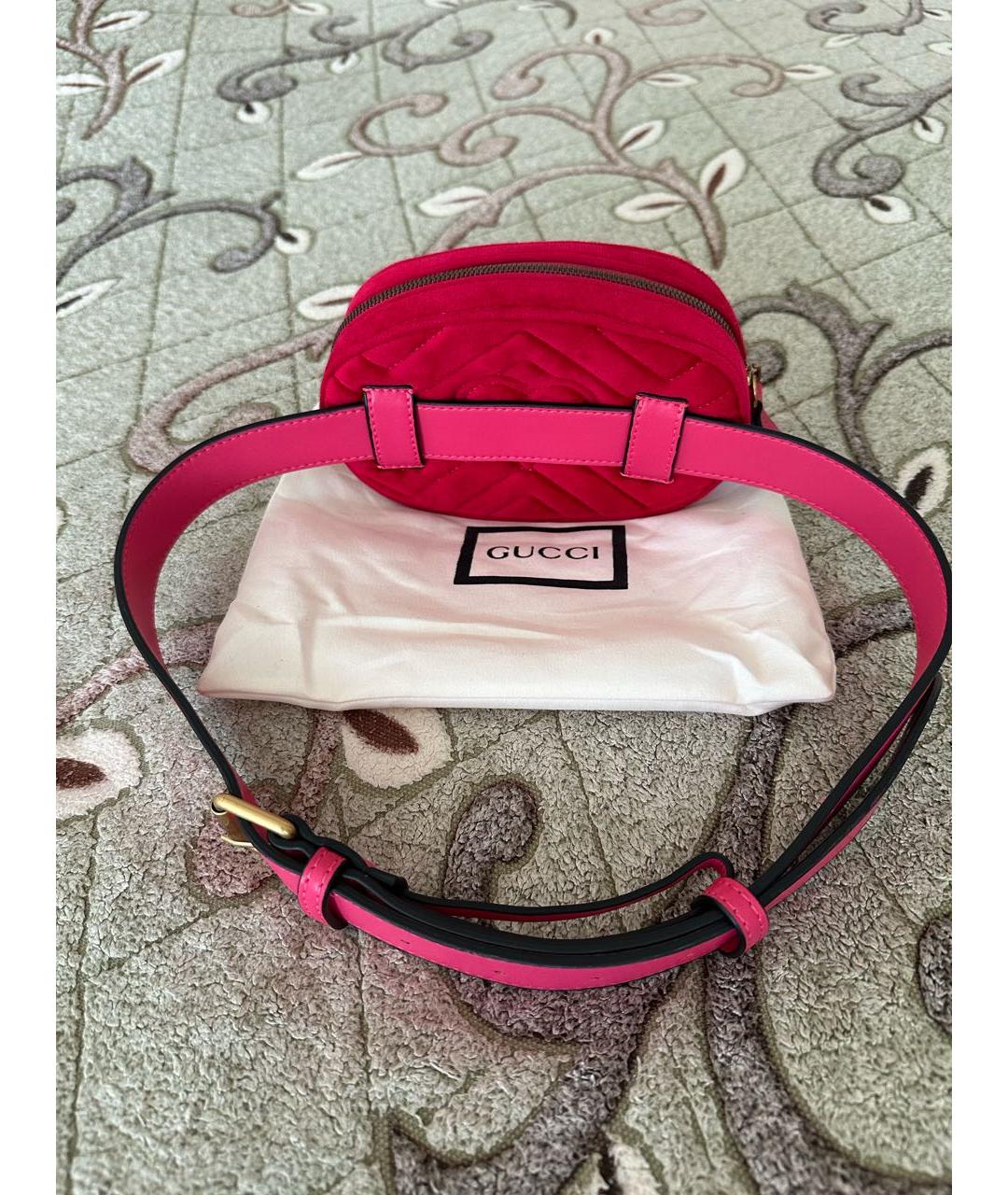 GUCCI Фуксия бархатная поясная сумка, фото 3