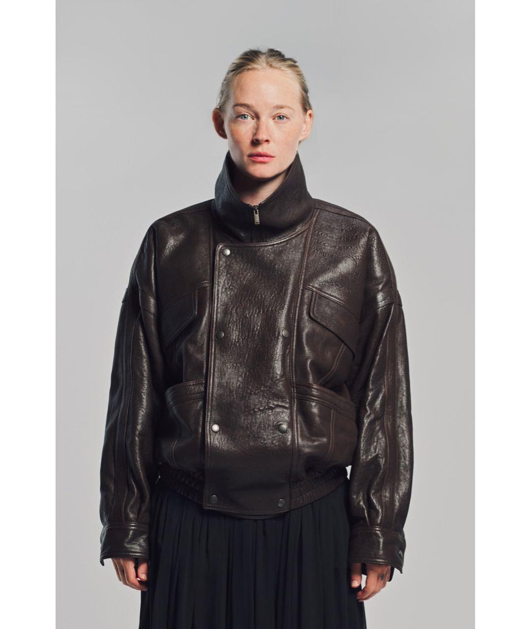 SAINT LAURENT Коричневая кожаная куртка, фото 3