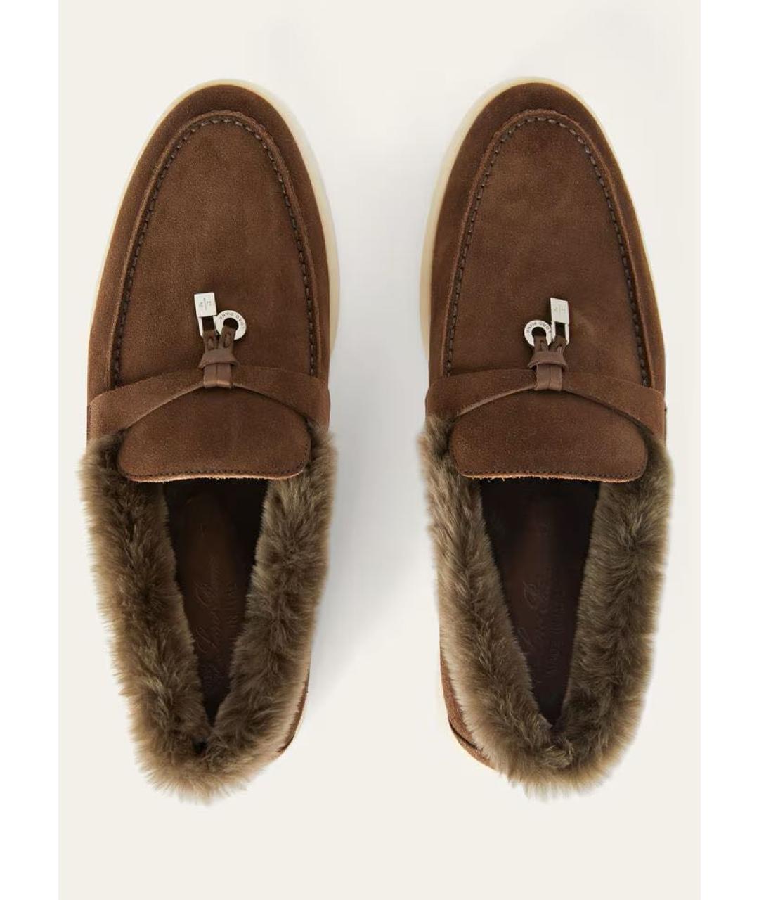 LORO PIANA Коричневые замшевые лоферы, фото 4