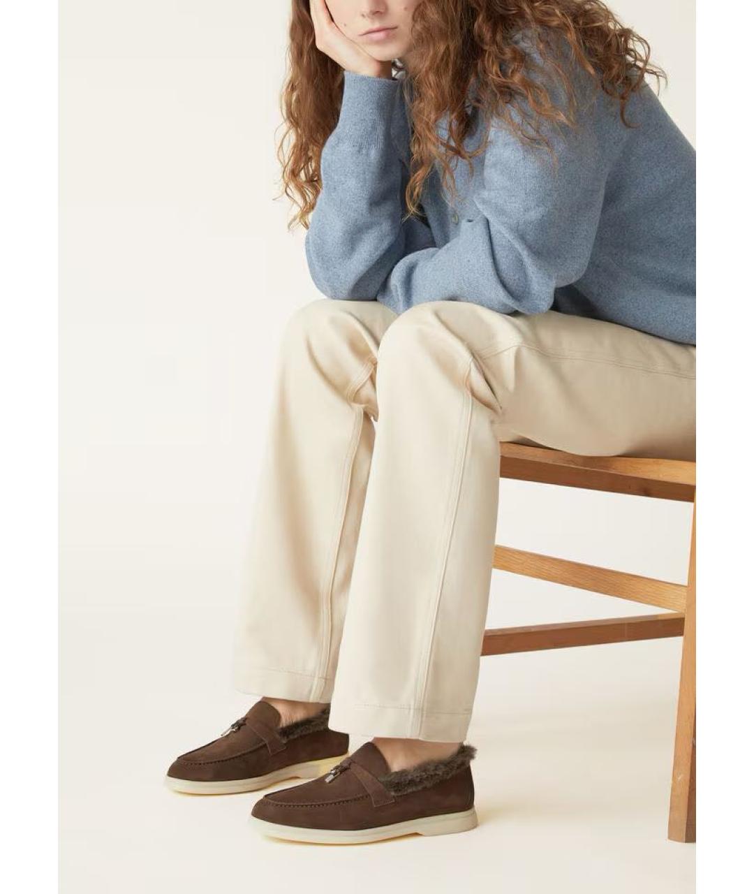 LORO PIANA Коричневые замшевые лоферы, фото 3