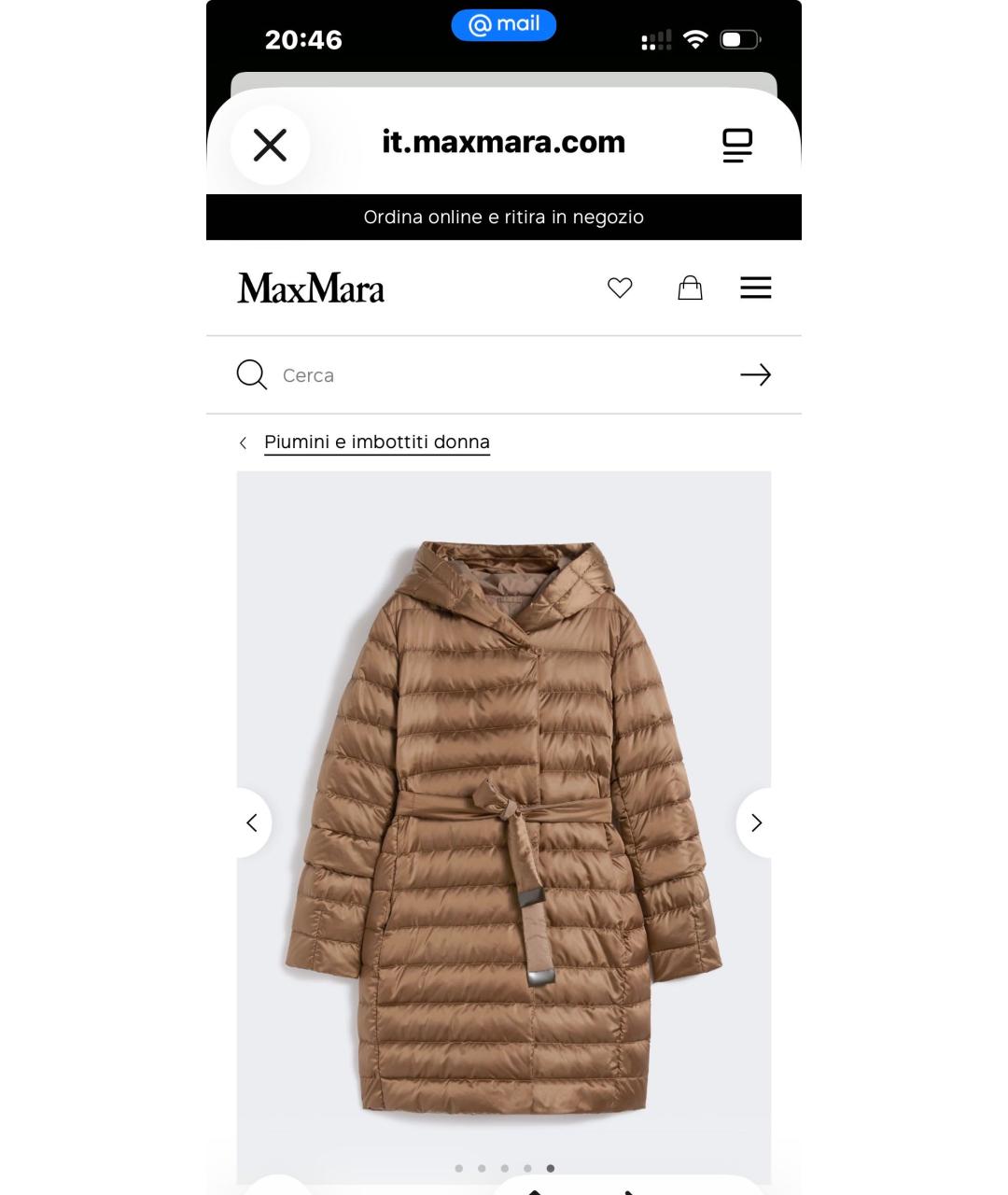 MAX MARA THE CUBE Коричневый полиэстеровый пуховик, фото 2