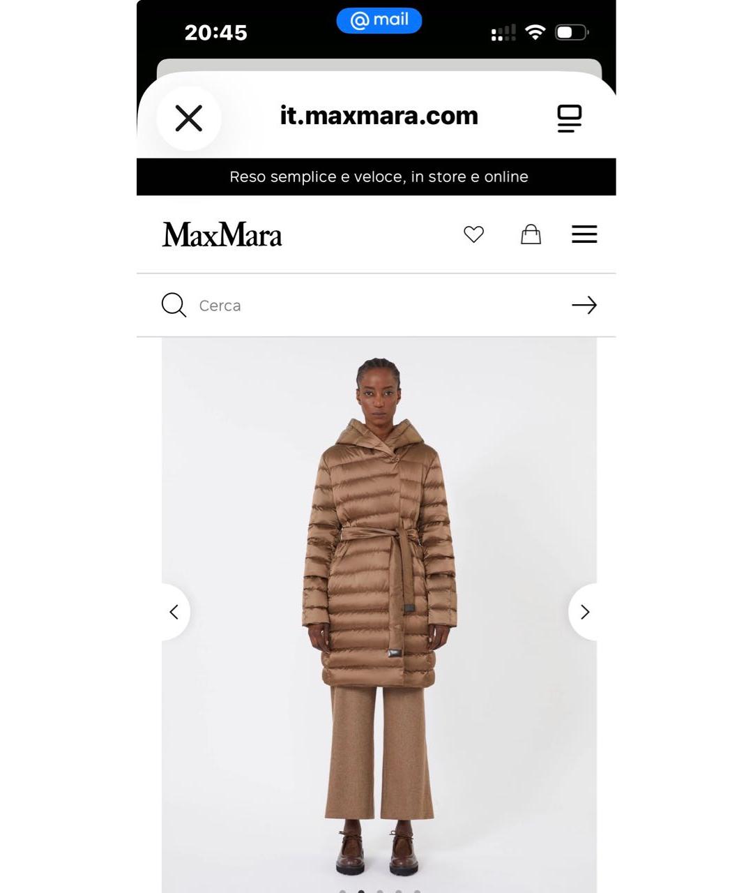 MAX MARA THE CUBE Коричневый полиэстеровый пуховик, фото 3