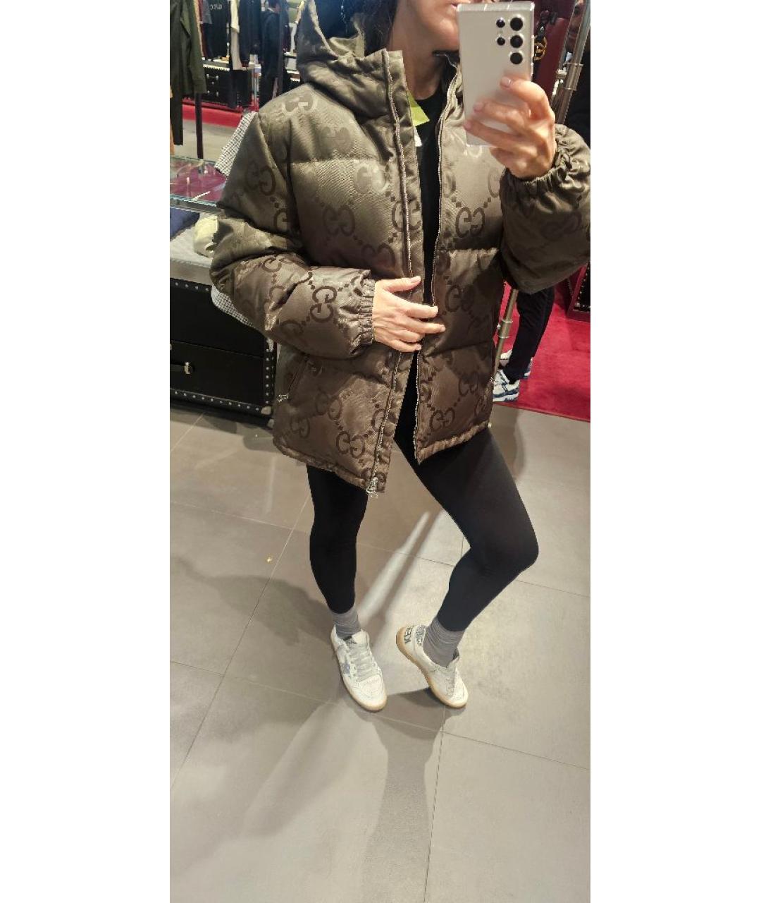 GUCCI Хаки полиэстеровый пуховик, фото 9