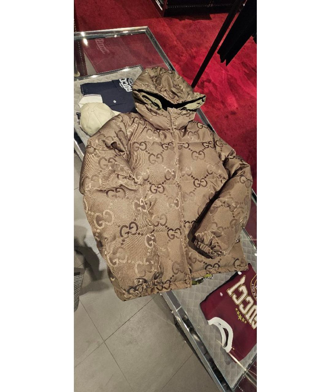 GUCCI Хаки полиэстеровый пуховик, фото 8