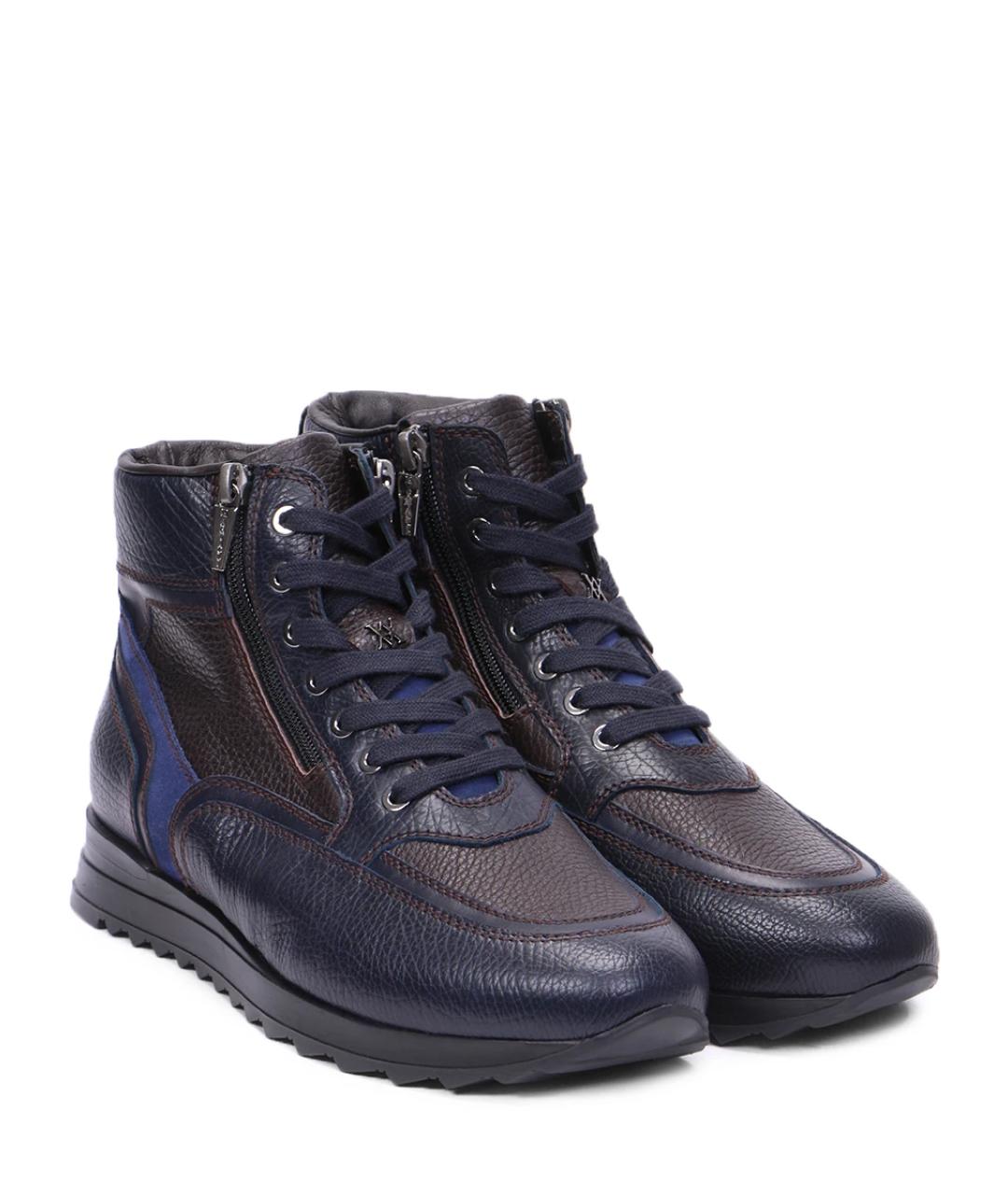 ARTIOLI Синие кожаные высокие ботинки, фото 2