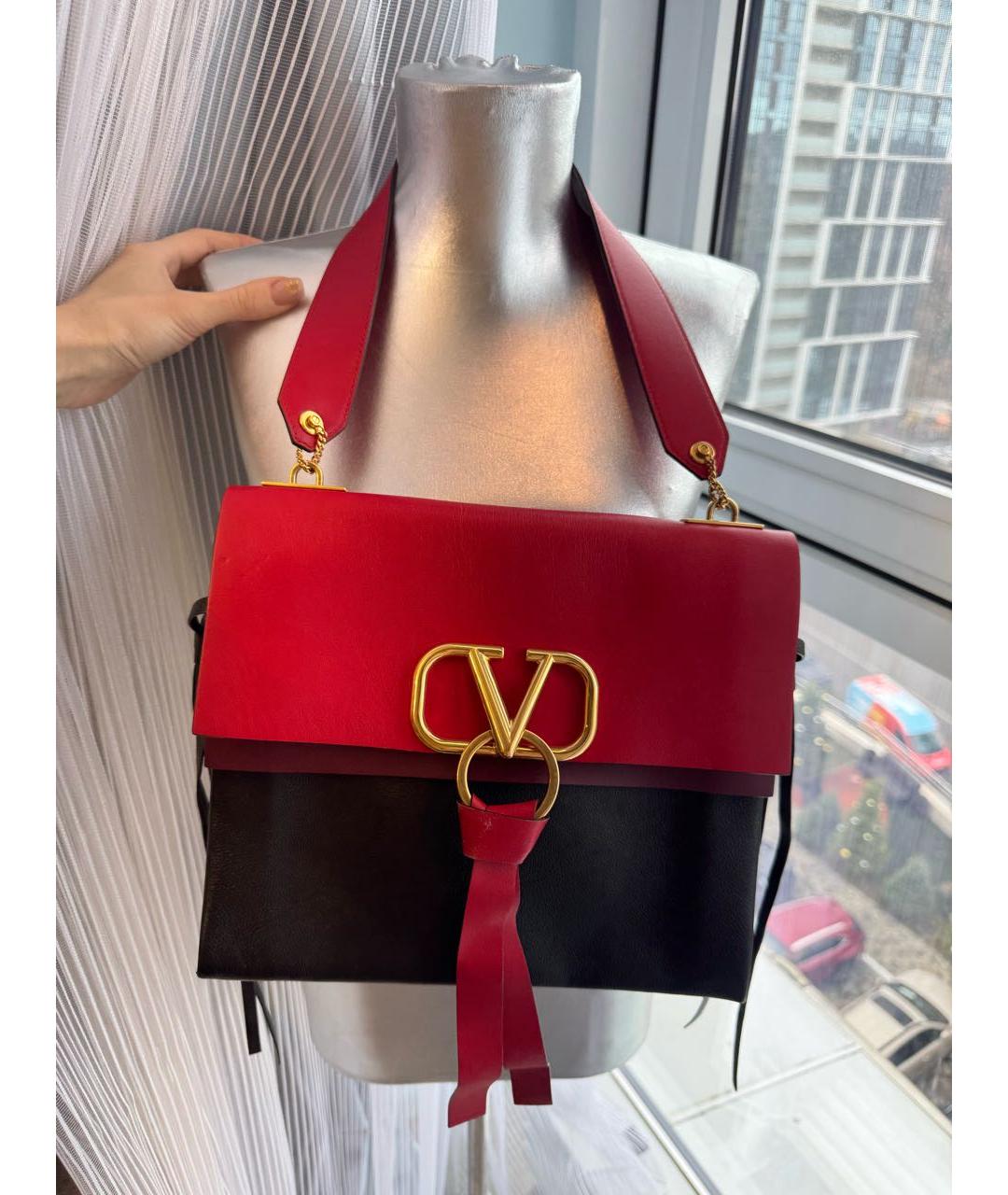 VALENTINO Красная кожаная сумка через плечо, фото 3