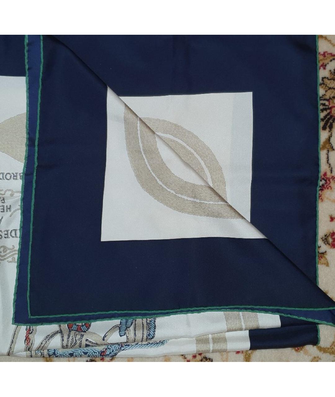 HERMES Бежевый шелковый платок, фото 2