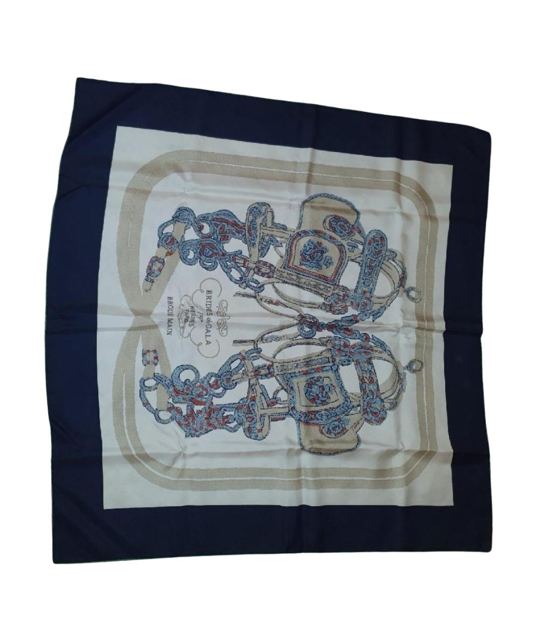 HERMES Бежевый шелковый платок, фото 1