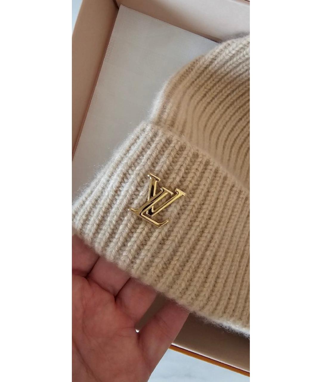LOUIS VUITTON Бежевая шерстяная шапка, фото 3
