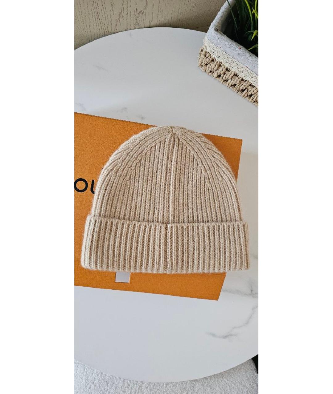 LOUIS VUITTON Бежевая шерстяная шапка, фото 2