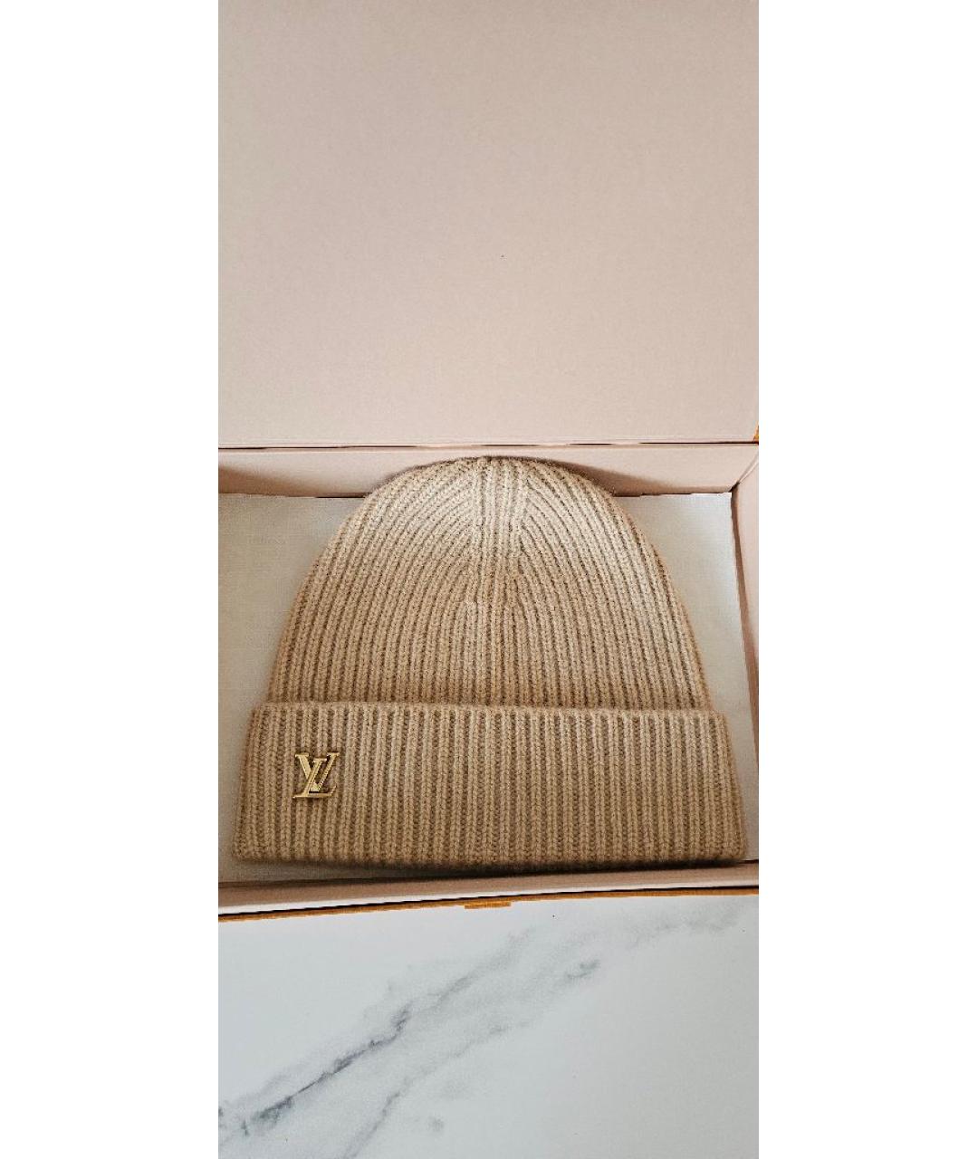 LOUIS VUITTON Бежевая шерстяная шапка, фото 4