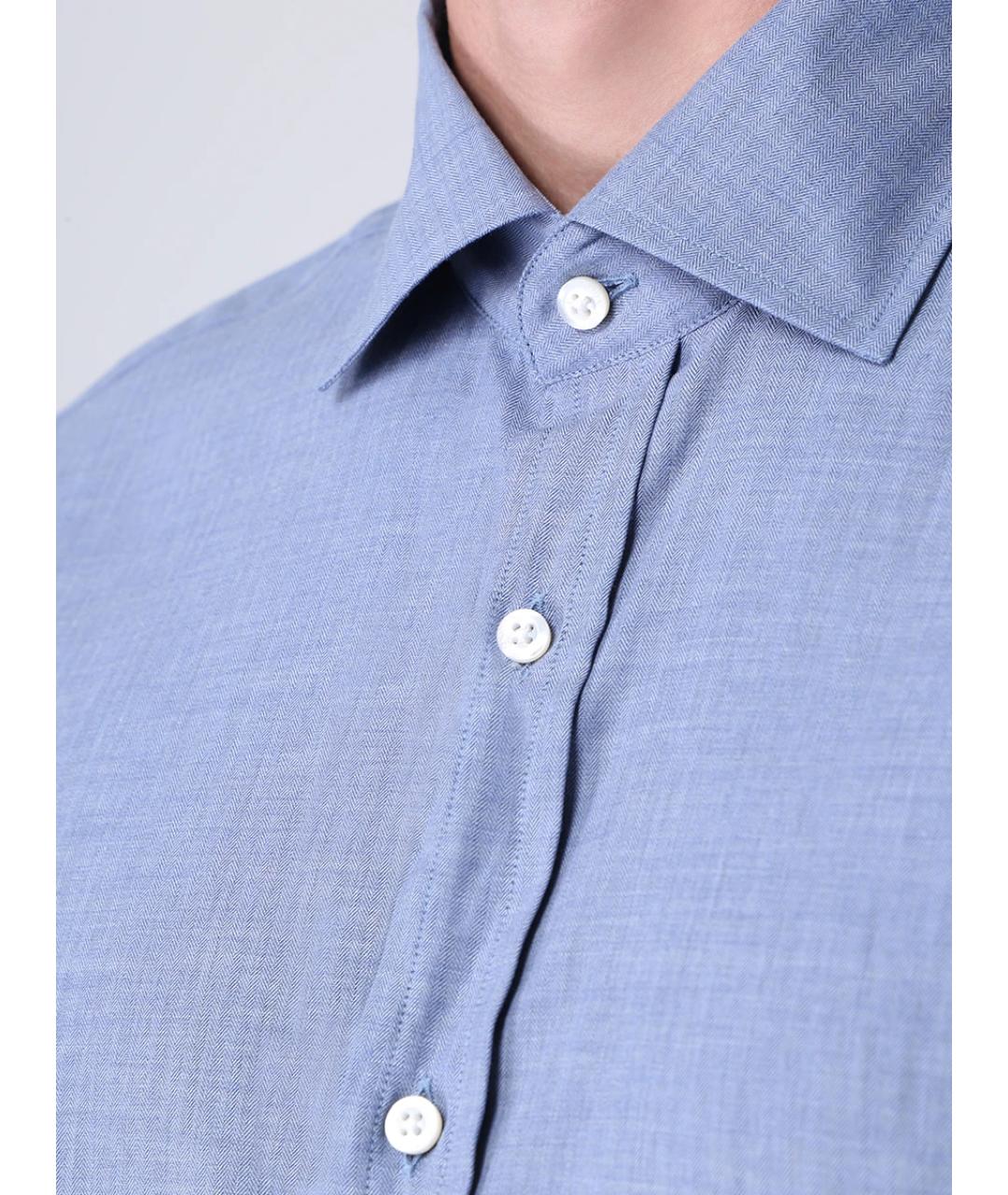 RALPH LAUREN Голубая хлопковая кэжуал рубашка, фото 4