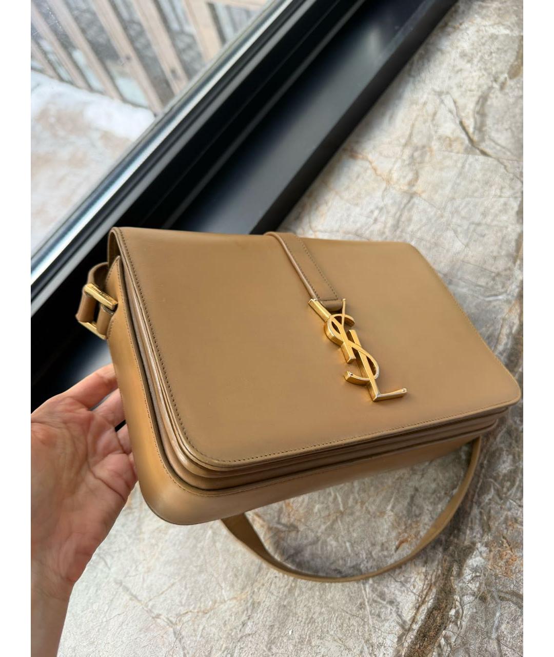 SAINT LAURENT Коричневая кожаная сумка через плечо, фото 2