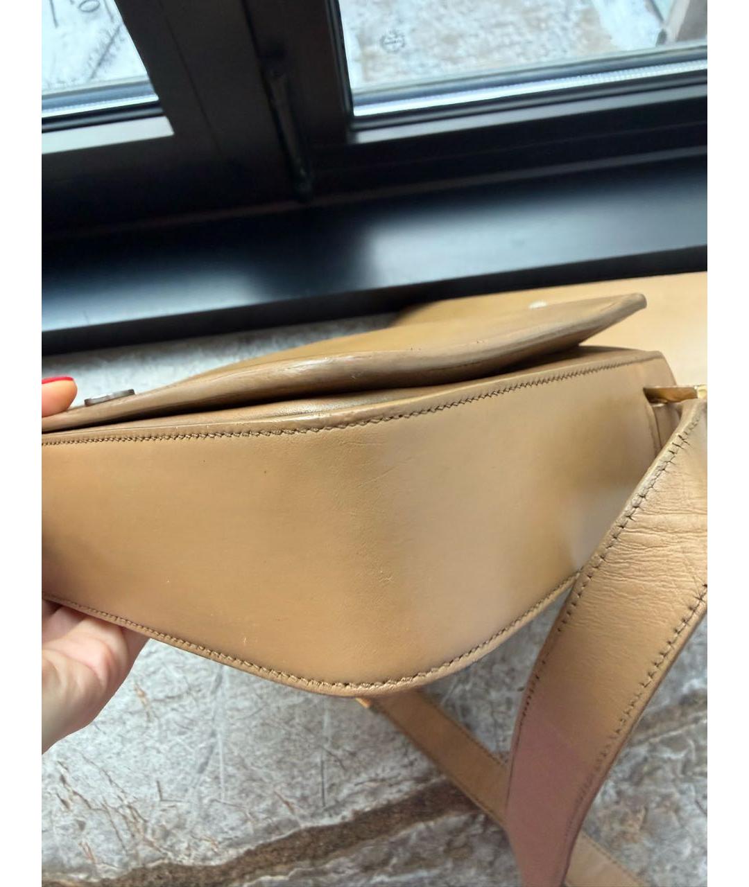 SAINT LAURENT Коричневая кожаная сумка через плечо, фото 5