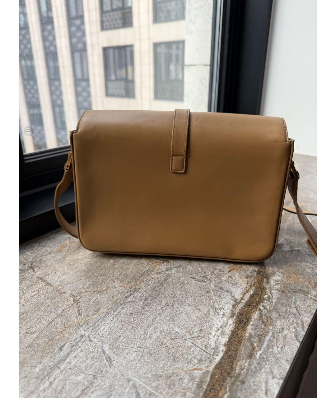 SAINT LAURENT Коричневая кожаная сумка через плечо, фото 3