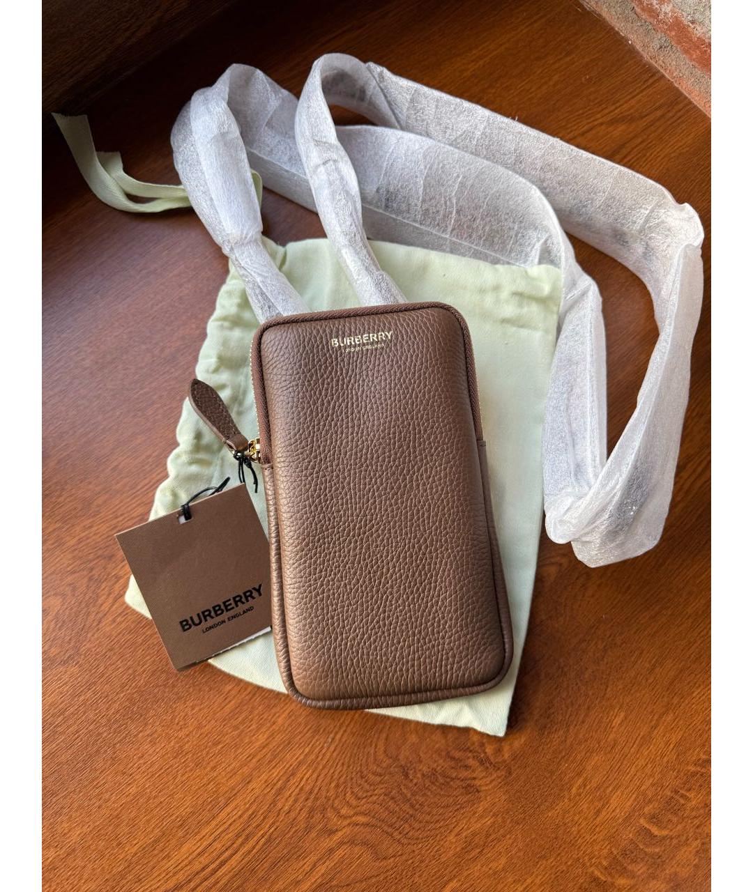 BURBERRY Коричневая кожаная сумка через плечо, фото 2