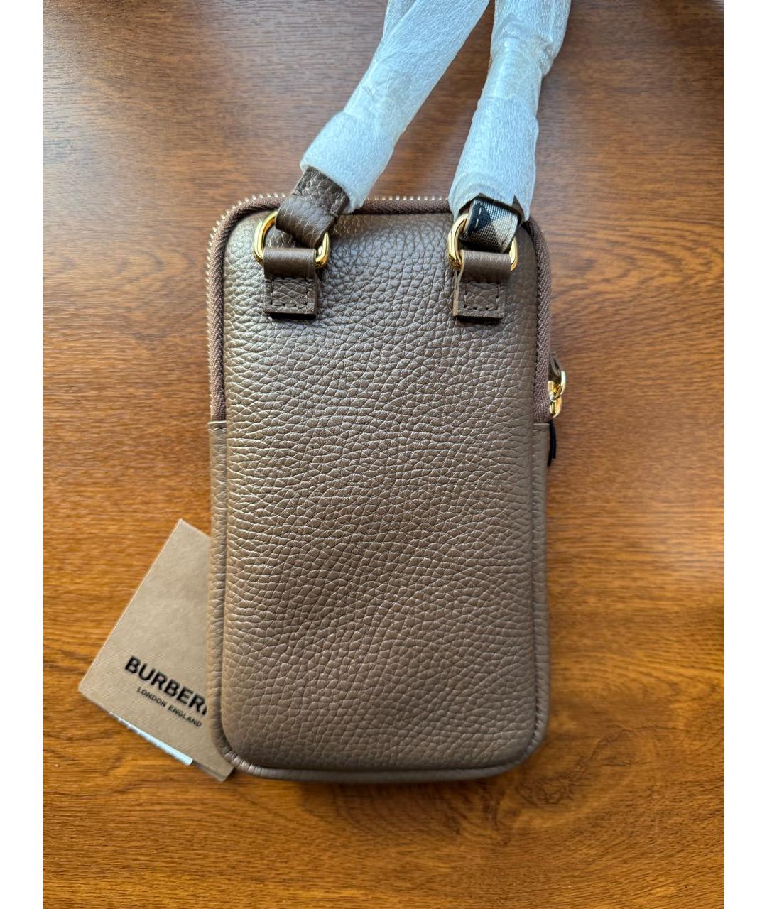 BURBERRY Коричневая кожаная сумка через плечо, фото 4