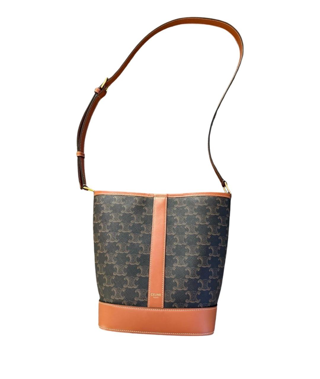 CELINE Коричневая кожаная сумка через плечо, фото 1