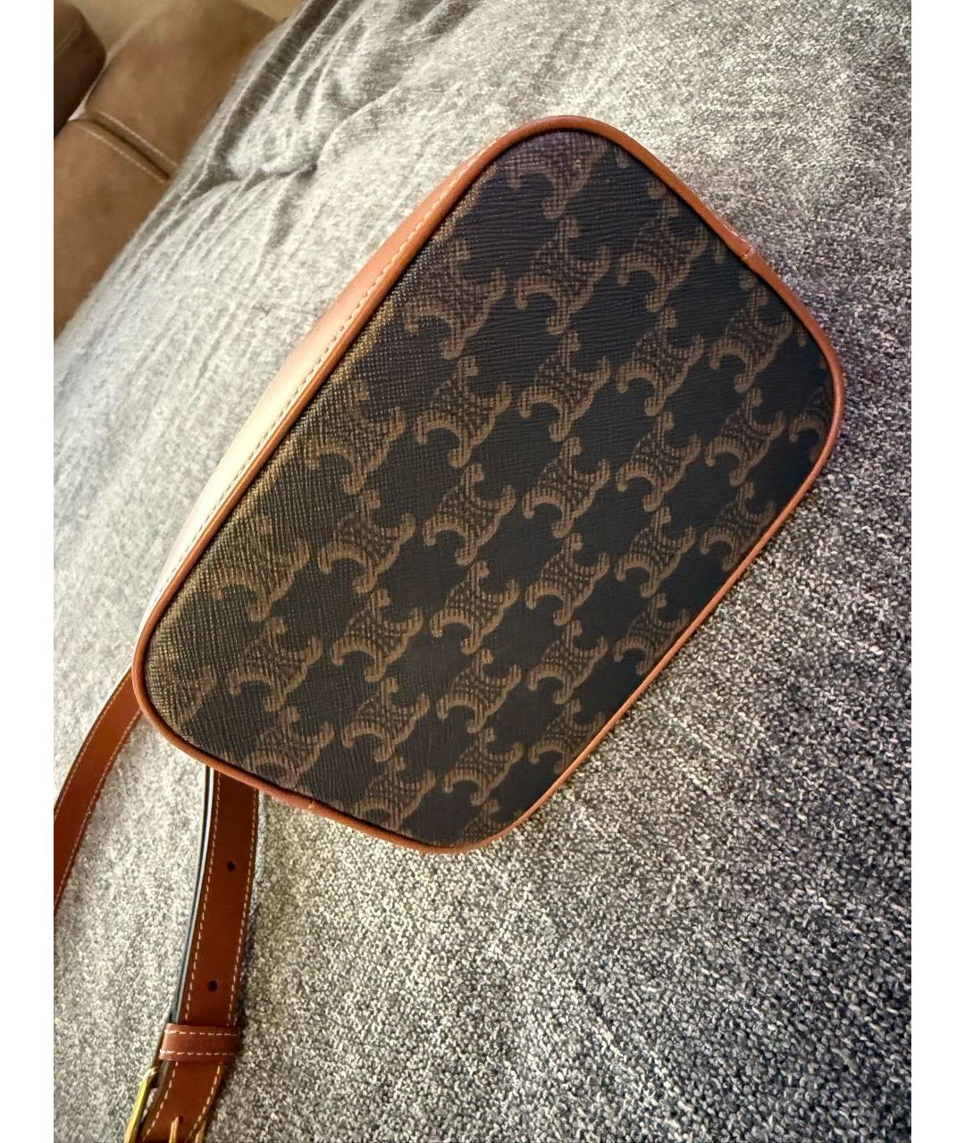 CELINE Коричневая кожаная сумка через плечо, фото 3