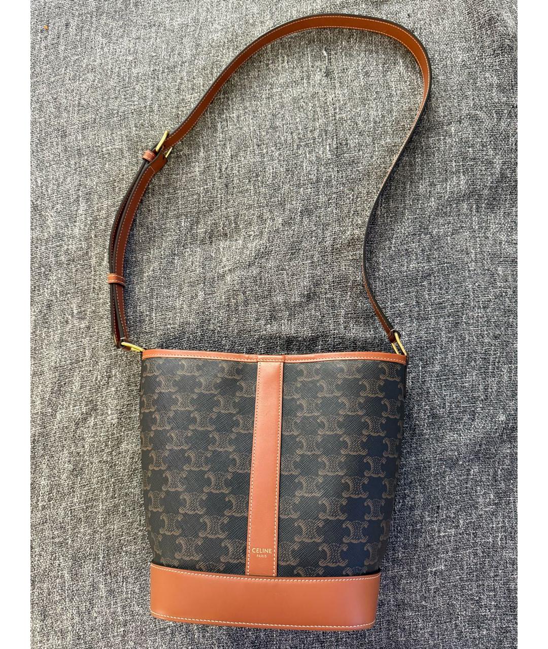 CELINE Коричневая кожаная сумка через плечо, фото 5