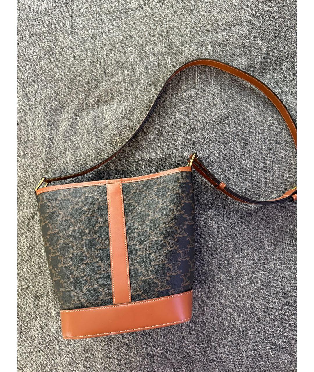 CELINE Коричневая кожаная сумка через плечо, фото 2