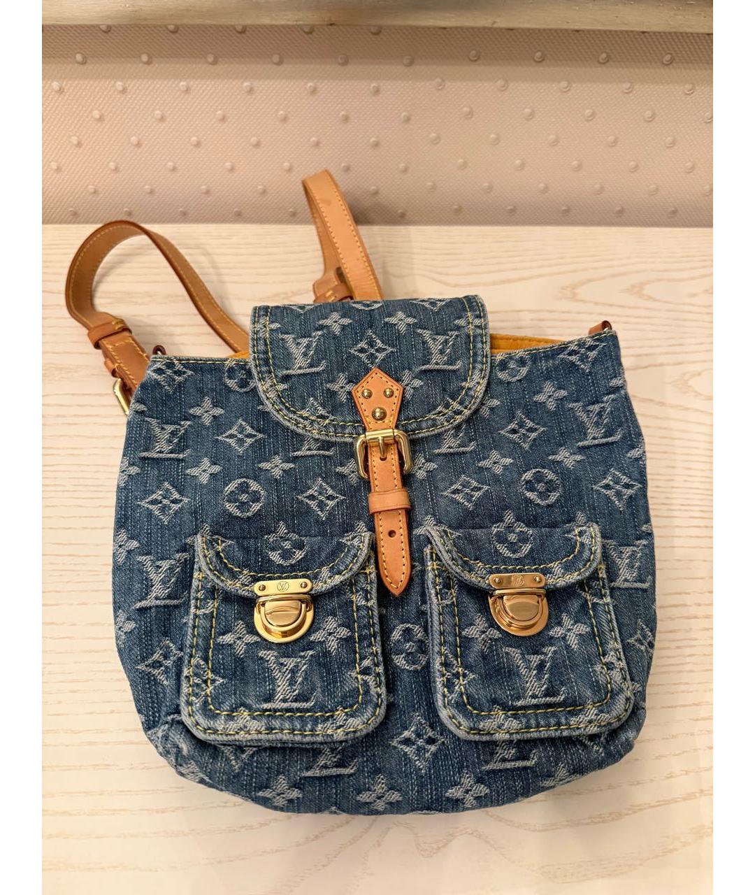 LOUIS VUITTON Синий тканевый рюкзак, фото 9