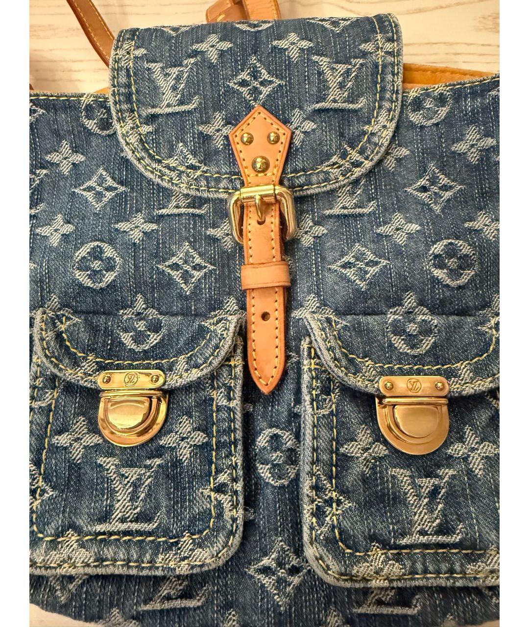 LOUIS VUITTON Синий тканевый рюкзак, фото 2