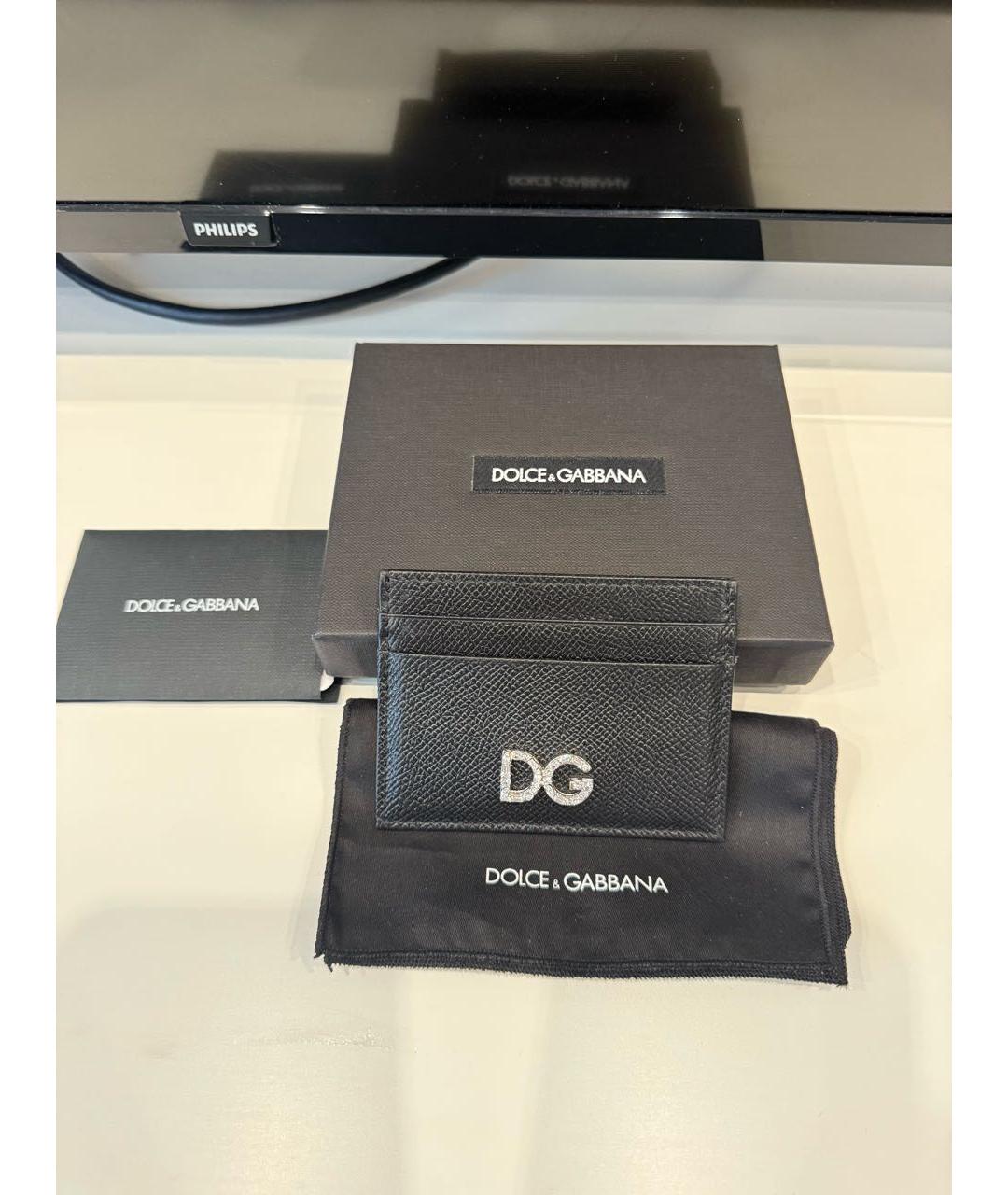 DOLCE&GABBANA Черный кожаный кардхолдер, фото 2