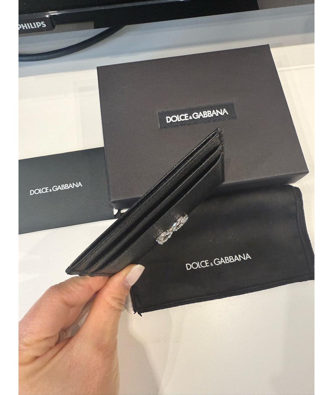 DOLCE&GABBANA Черный кожаный кардхолдер, фото 4