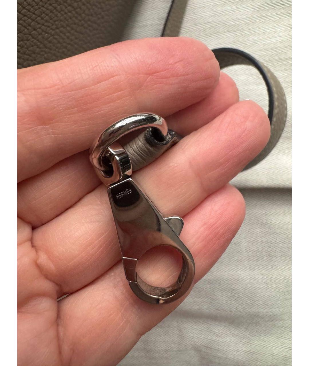 HERMES Бежевая кожаная сумка с короткими ручками, фото 5