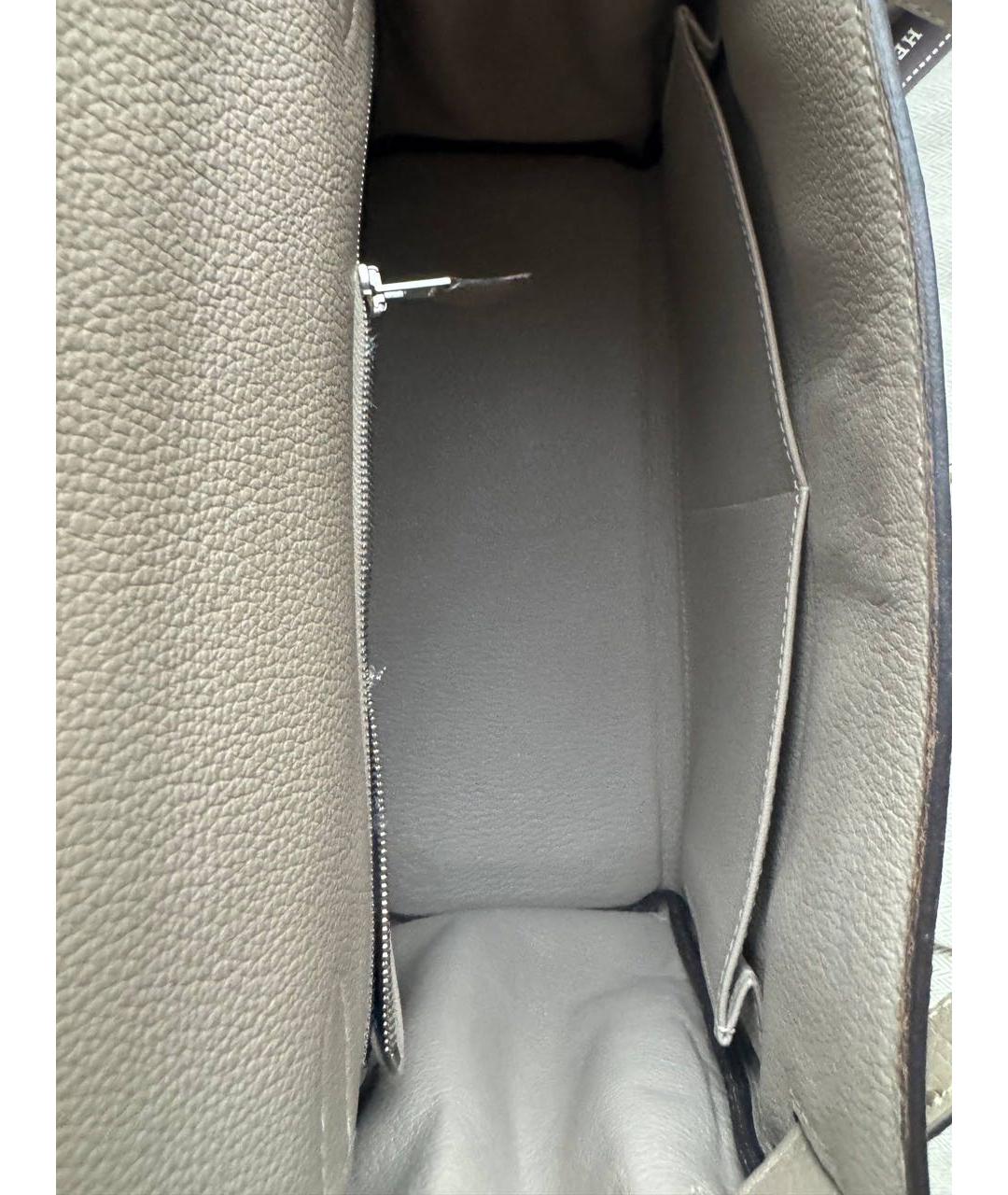 HERMES Бежевая кожаная сумка с короткими ручками, фото 4