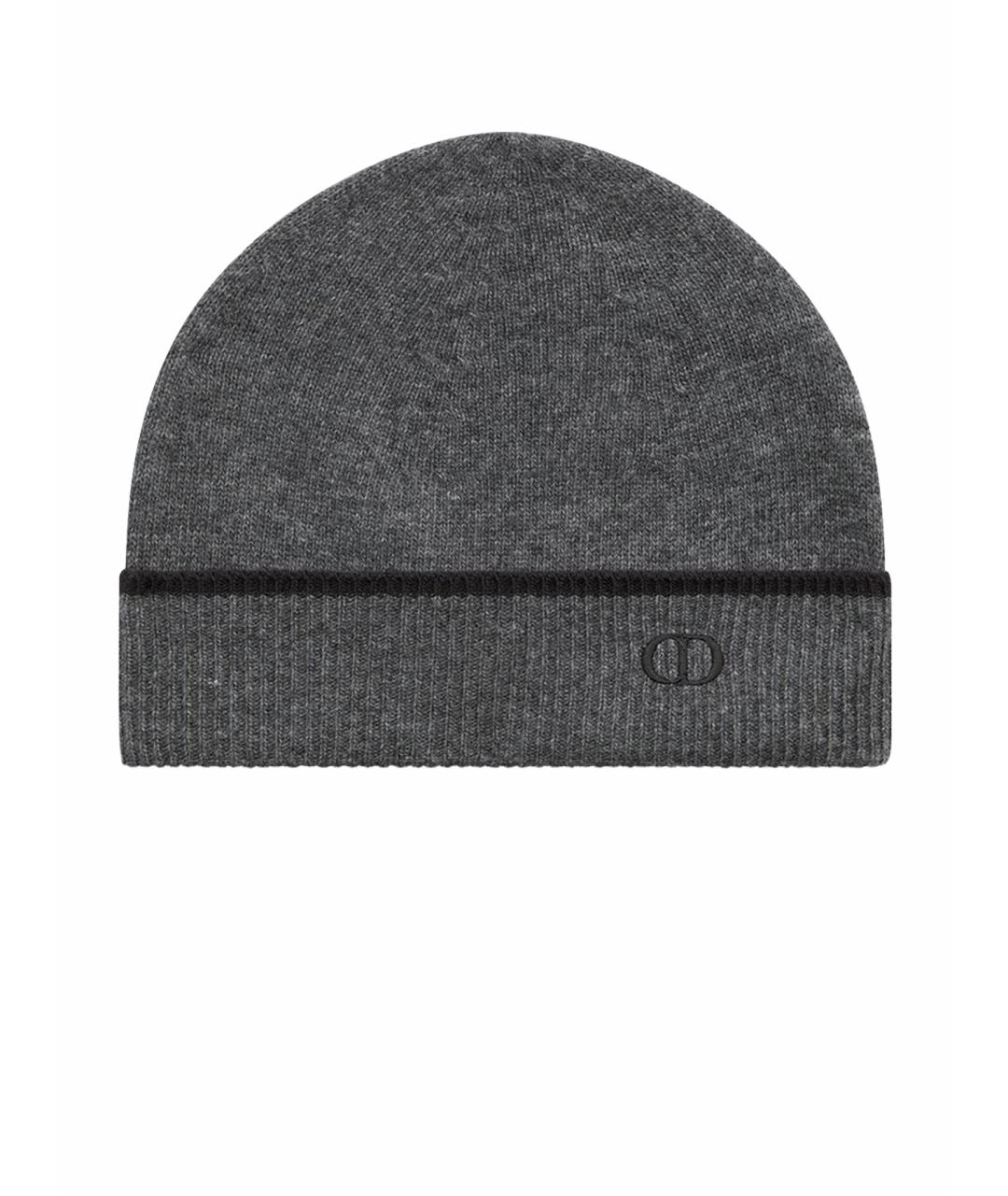 CHRISTIAN DIOR Серая шерстяная шапка, фото 1