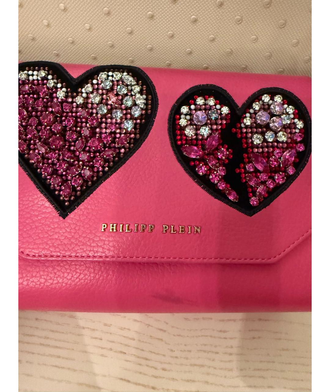 PHILIPP PLEIN Розовая кожаная сумка через плечо, фото 6