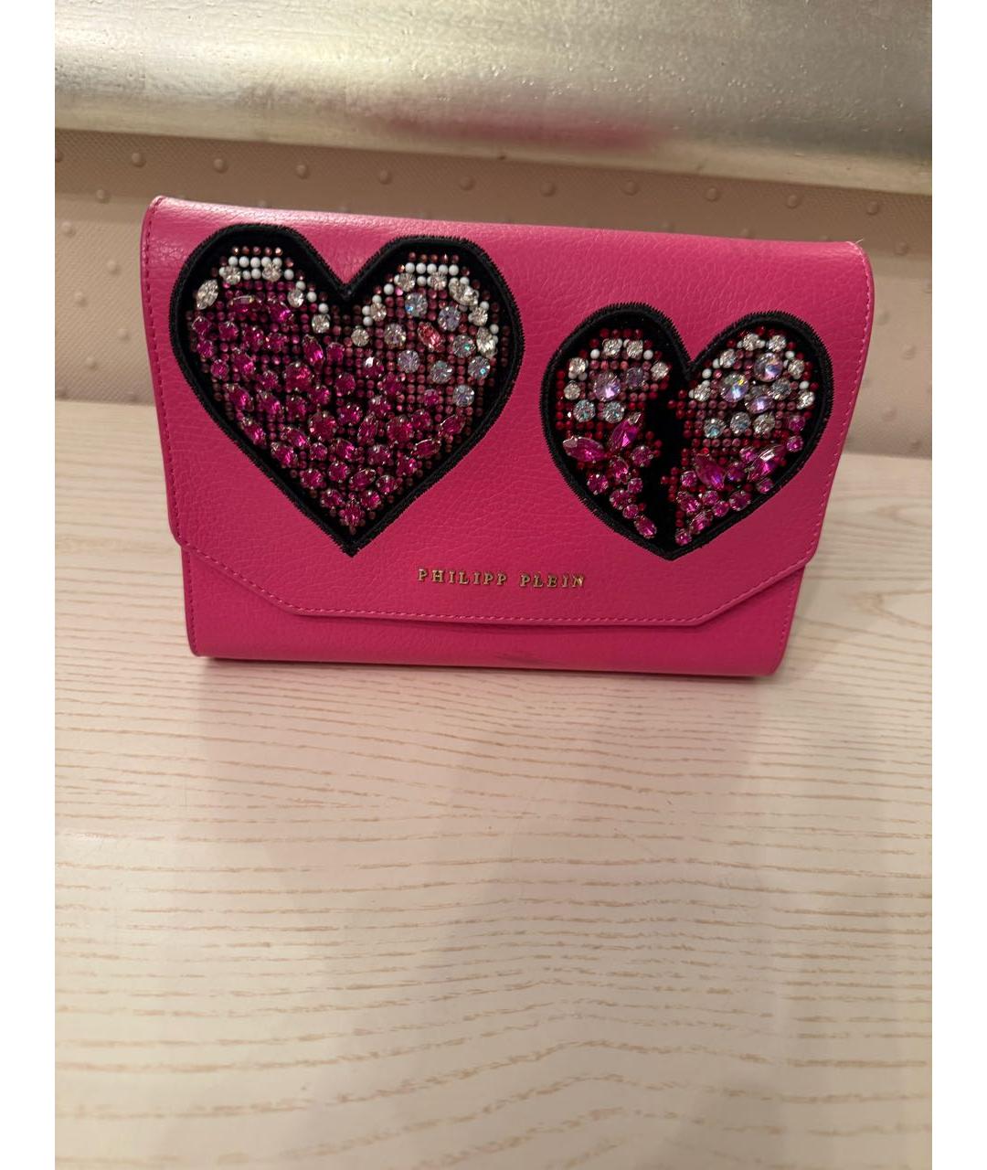 PHILIPP PLEIN Розовая кожаная сумка через плечо, фото 9