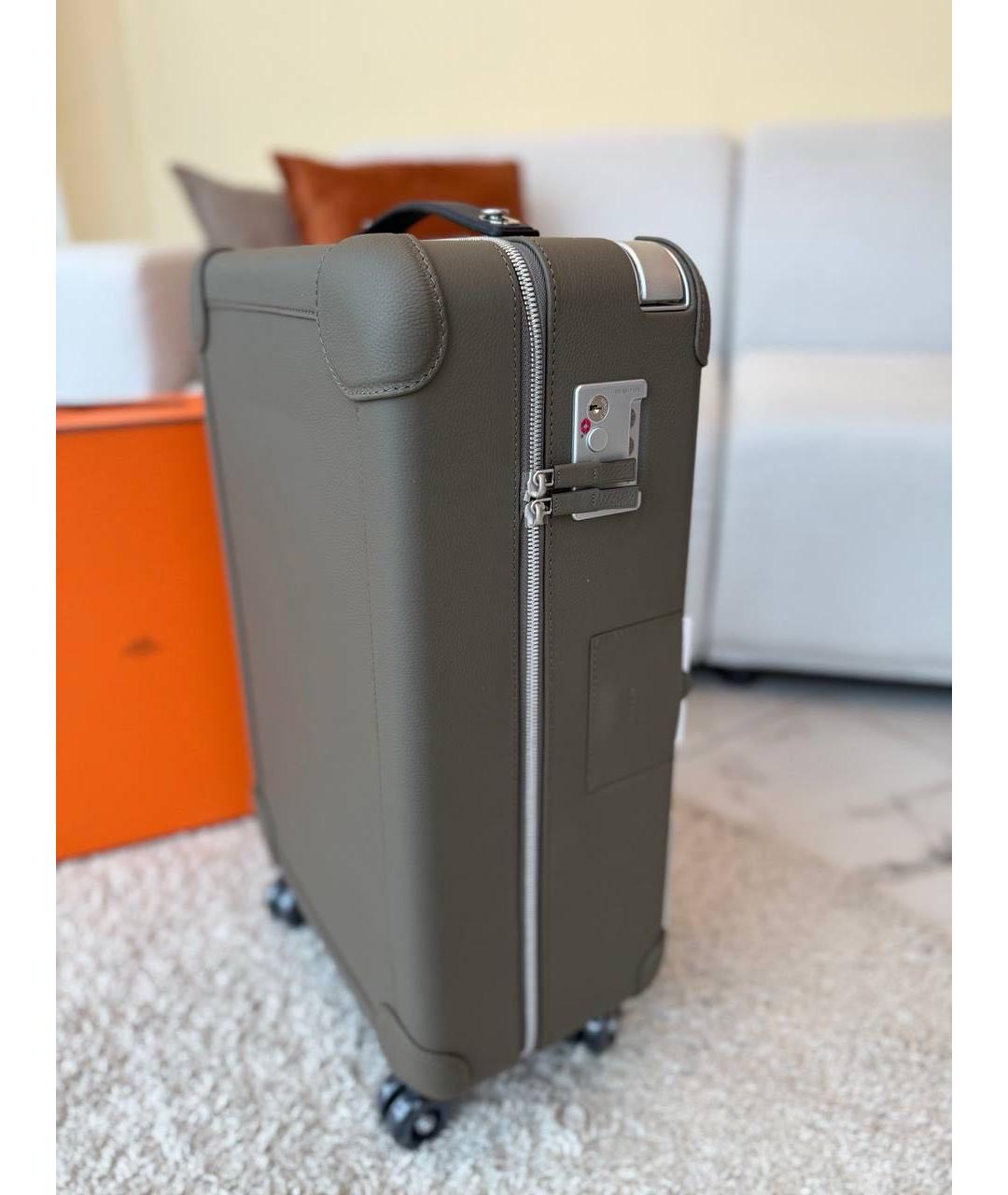 HERMES Серый кожаный чемодан, фото 7