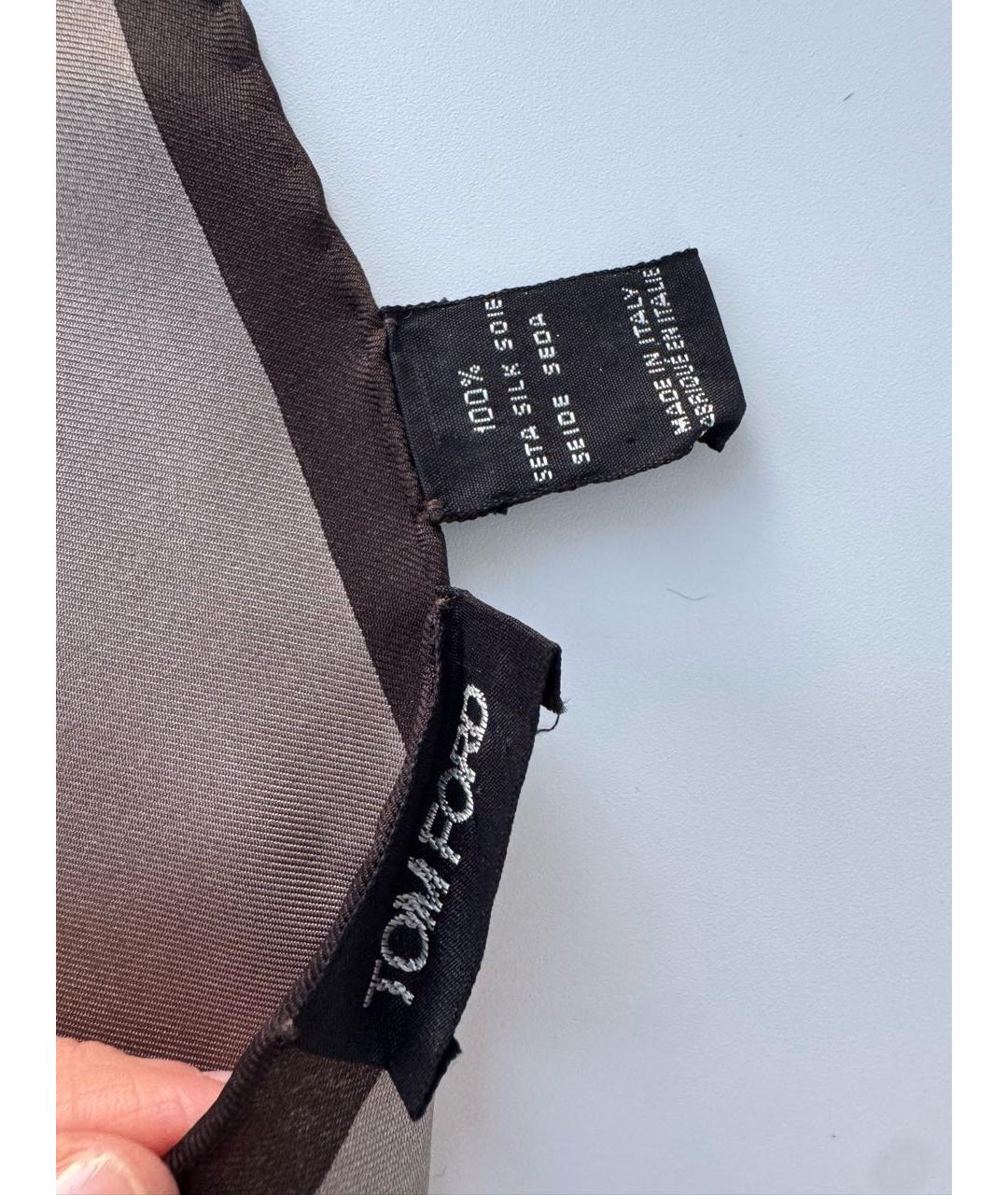 TOM FORD Серый шелковый платок, фото 3