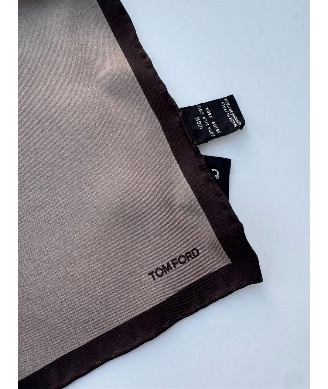 TOM FORD Серый шелковый платок, фото 4