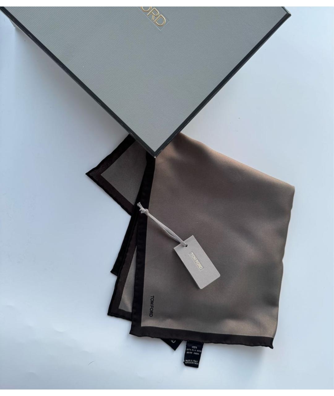 TOM FORD Серый шелковый платок, фото 2