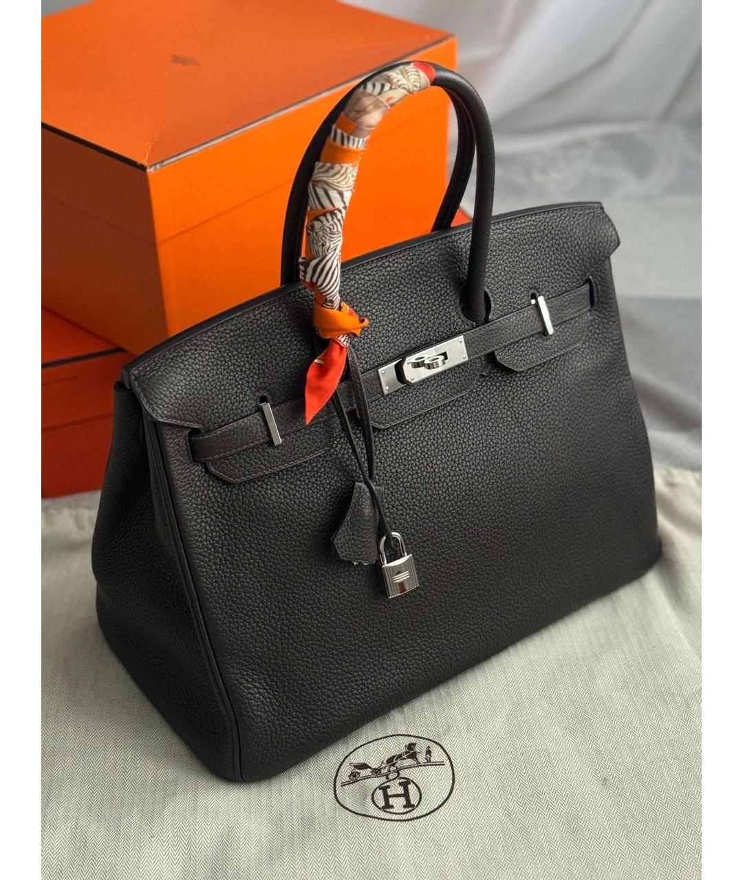 HERMES Коричневая кожаная сумка с короткими ручками, фото 9